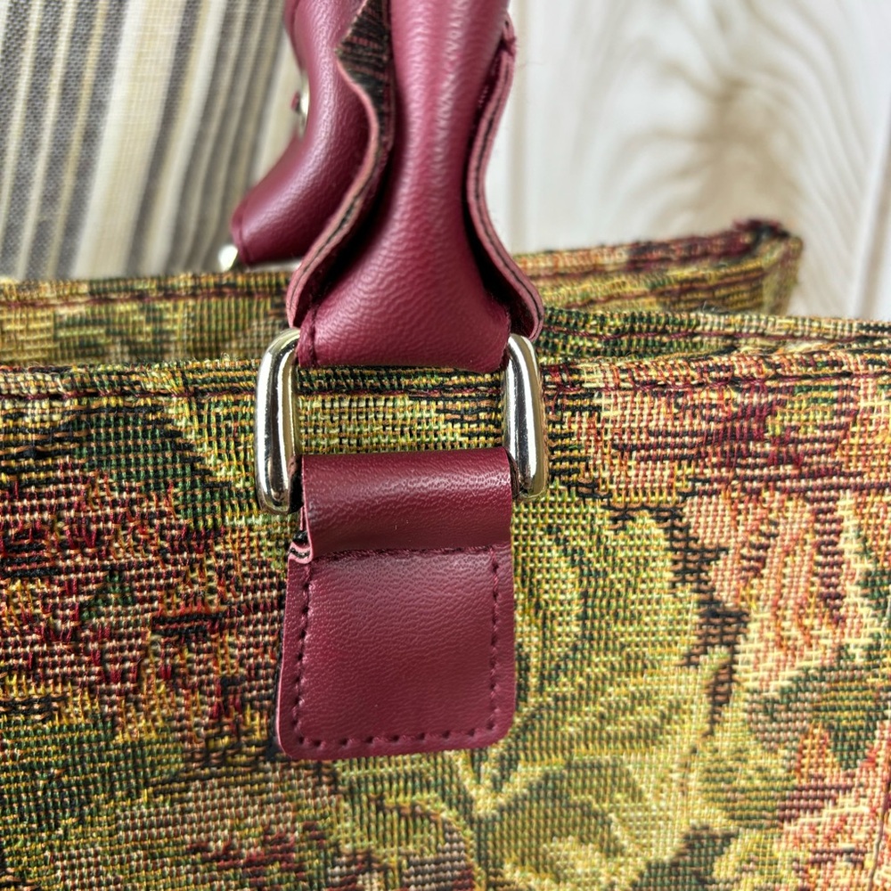Pierre Cardin Canvas Tapestry Tote Floral Multicolor 2 Strap Shoulder Bag Purse - Picture 6 of 16